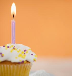 Birthday Cupcake With Lit Candle